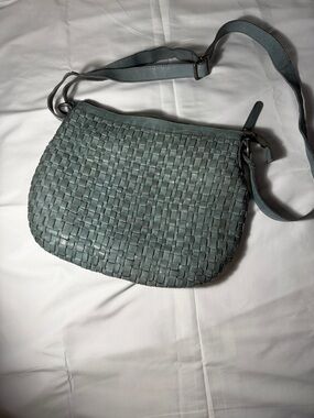 Woven Crossbody Bag in Dusty Teal